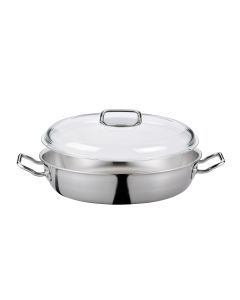 Spring Brigade Premium Servierpfanne XL mit Domo Glasdeckel, Ø28cm