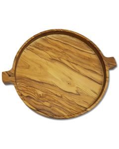 Olivenholz Tablett "Face" rund, ca. Ø21cm