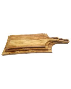 Olivenholz Modern 3er Set Griffbrett / Gemüsebrett, kantig