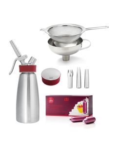 Set Gourmet-Whip mit Deckel, Trichter, Tüllen und 50 Kapseln