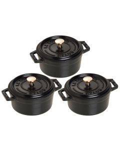 Mini Cocotte set 3-pcs, round, Ø14cm, black