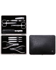 Zwilling Classic Inox Maniküre Pediküre Set 10-tlg. Rahmenetui, Rindleder, schwarz
