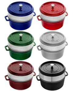 Round cocotte with steamer insert, 26 cm