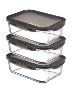 LocknLock 3x Boroseal rechteckig 2,0l grauer Deckel (LLG455G/3)