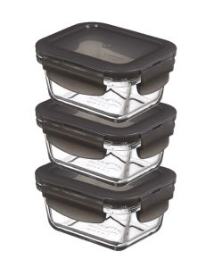 LocknLock 3x Boroseal rechteckig 160ml grauer Deckel (LLG414G/3)