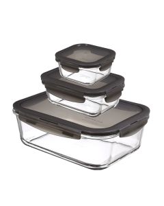 LocknLock Boroseal 3er-Set, rechteckig, grauer Deckel (LLG455GS3K)