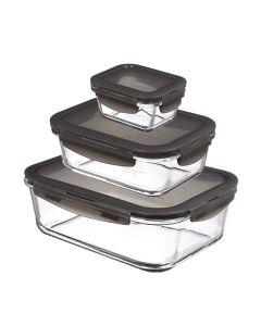 LocknLock Boroseal 3er-Set, rechteckig, grauer Deckel (LLG455GS3M)