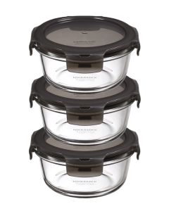 LocknLock 3x Boroseal rund 380ml grauer Deckel (LLG821G/3)