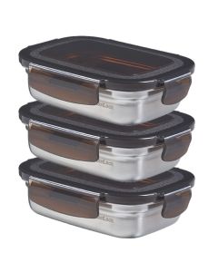 LocknLock 3x Edelstahl Dose rechteckig, 320ml (STS810/3)