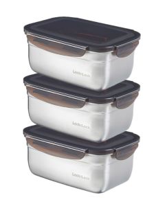 LocknLock 3x Edelstahl Dose rechteckig, 1,1L (STS815D/3)