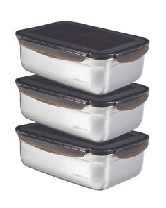LocknLock 3x Edelstahl Dose rechteckig, 2,7L (STS826/3)