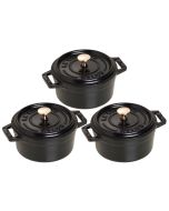 Mini Cocotte set 3-pcs, round, Ø14cm, black